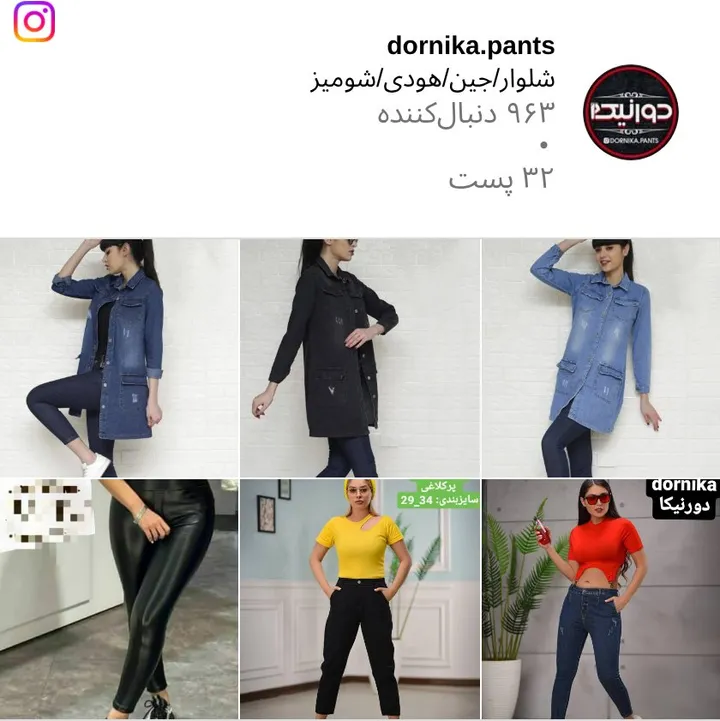 اسکرین‌شات پیج dornika.pants