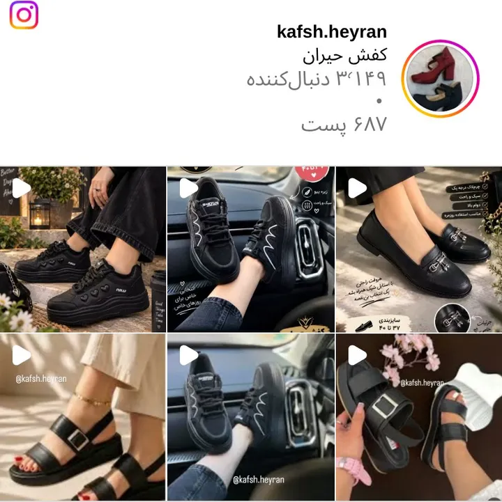 اسکرین‌شات پیج kafsh.heyran