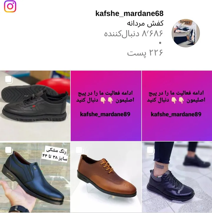 اسکرین‌شات پیج kafshe_mardane68