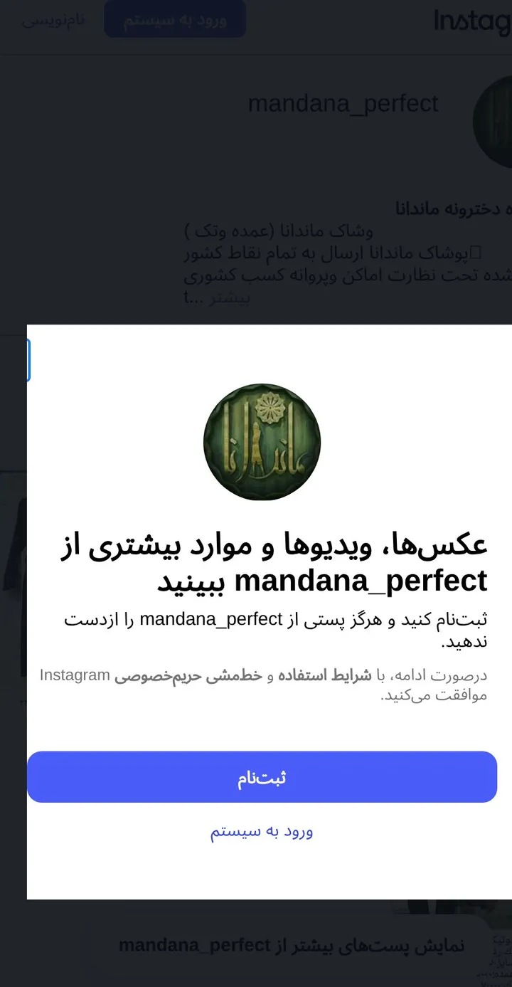 اسکرین‌شات پیج mandana_perfect
