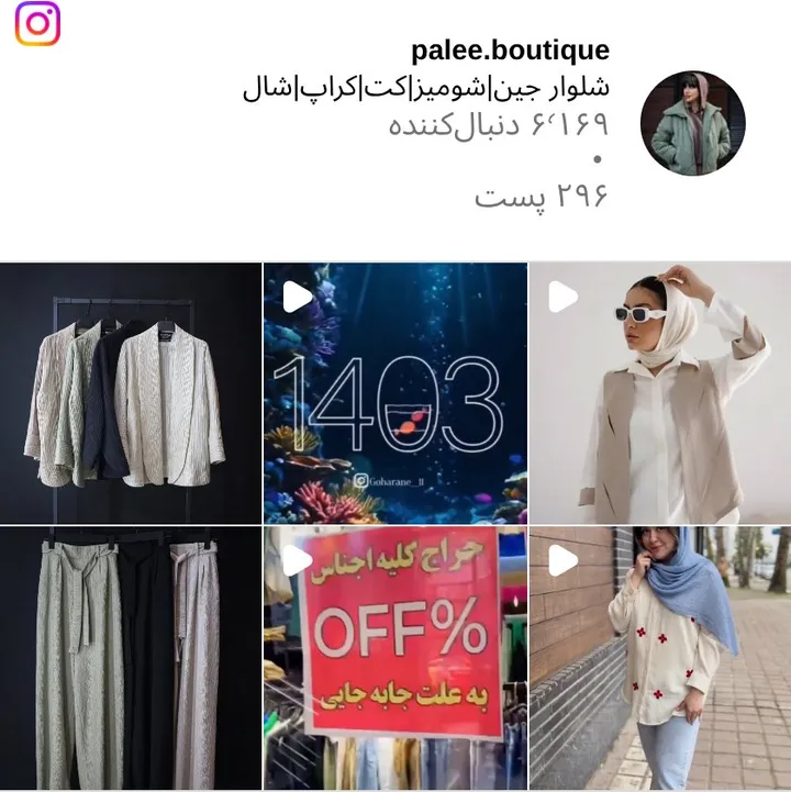 اسکرین‌شات پیج palee.boutique