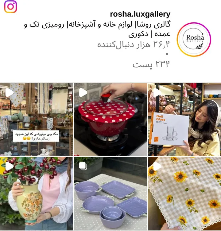 اسکرین‌شات پیج rosha.luxgallery