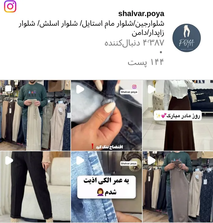 اسکرین‌شات پیج shalvar.poya